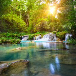 Philippines- Deep forest waterfall National Park island of Siquijor. Philippines